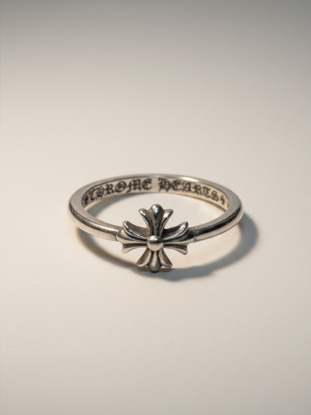 Chrome Hearts Sterling Silver Cross Bubblegum Ring Size 5
